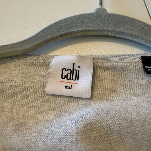 CAbi Willow Light Gray Double Zip Peplum Cardigan Sz M Preppy, Casual - Picture 12 of 13